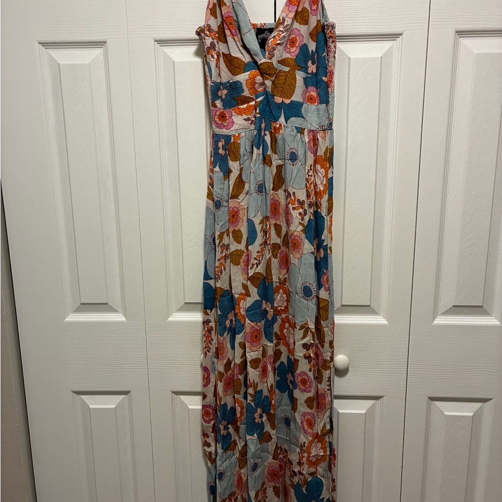 Angie Floral Maxi Dress - Blue, Orange, Pink